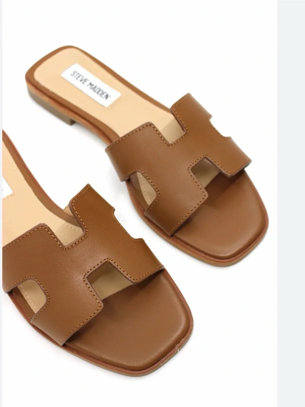 Steve Madden Hadyn leather Slip-On Mule Sandals in cognac tan - Picture 5 of 5